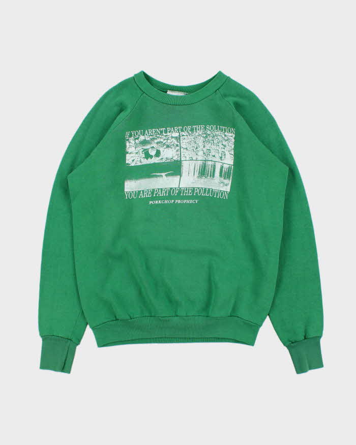 Vintage 1980s Healthknit Porkchop Prophecy Vegetarianism Campaign Made In USA Crewneck Sweatshirt - XL