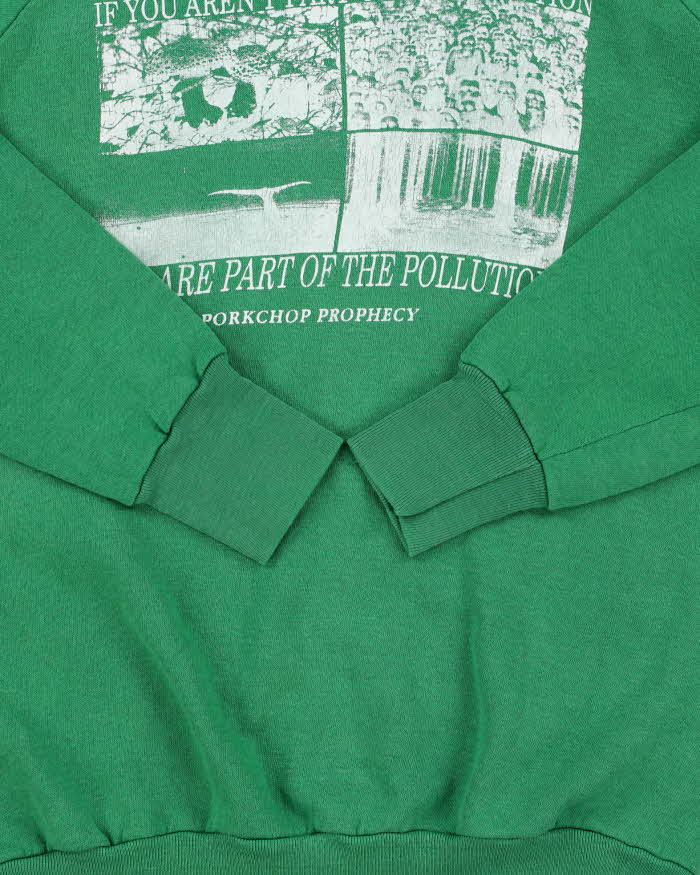 Vintage 1980s Healthknit Porkchop Prophecy Vegetarianism Campaign Made In USA Crewneck Sweatshirt - XL
