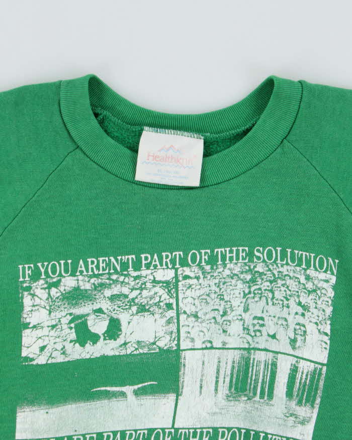 Vintage 1980s Healthknit Porkchop Prophecy Vegetarianism Campaign Made In USA Crewneck Sweatshirt - XL