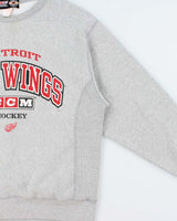 Vintage 1990s CCM Detroit Red Wings NHL Marl Grey Heavyweight Crewneck Sweatshirt - L