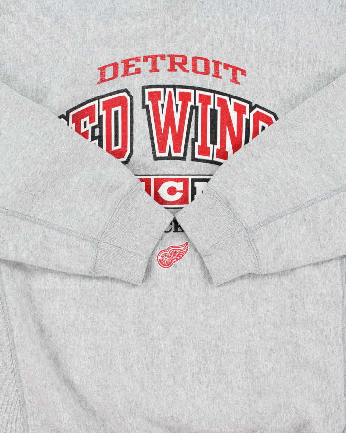 Vintage 1990s CCM Detroit Red Wings NHL Marl Grey Heavyweight Crewneck Sweatshirt - L