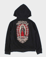 Vintage Y2K 00s Black Flame The Roots Embroidered Zip-Up Hoodie - S