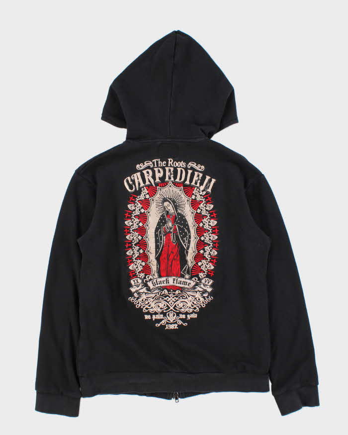 Vintage Y2K 00s Black Flame The Roots Embroidered Zip-Up Hoodie - S
