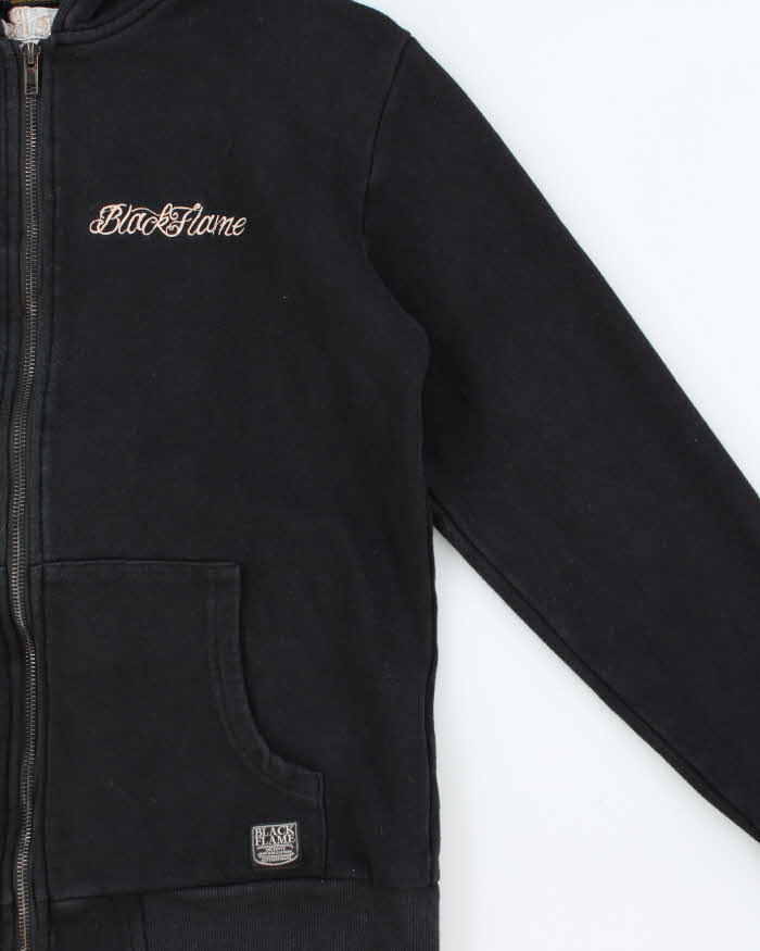Vintage Y2K 00s Black Flame The Roots Embroidered Zip-Up Hoodie - S