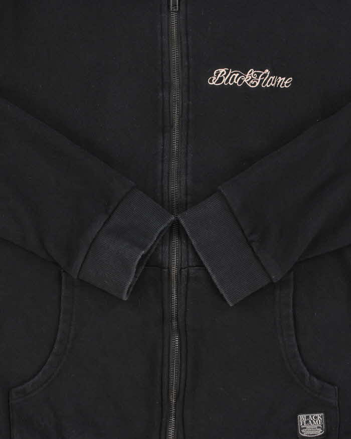 Vintage Y2K 00s Black Flame The Roots Embroidered Zip-Up Hoodie - S