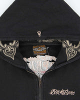 Vintage Y2K 00s Black Flame The Roots Embroidered Zip-Up Hoodie - S