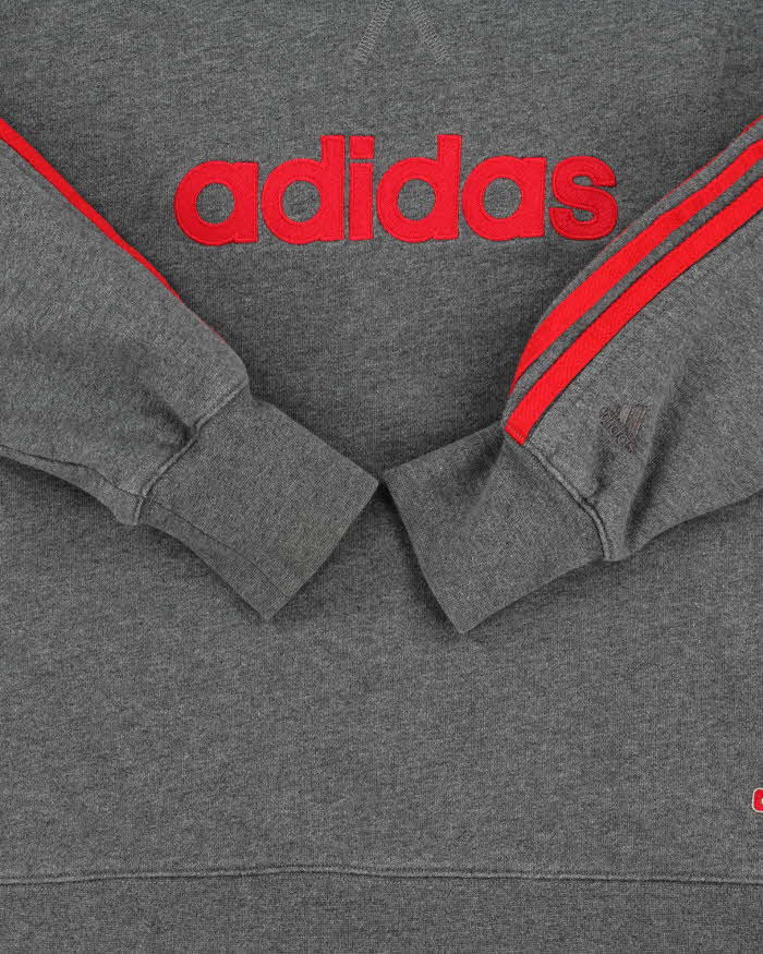 Vintage Y2K 00s Adidas Embroidered Grey Marl Heavyweight Crewneck Sweatshirt - S
