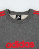 Vintage Y2K 00s Adidas Embroidered Grey Marl Heavyweight Crewneck Sweatshirt - S