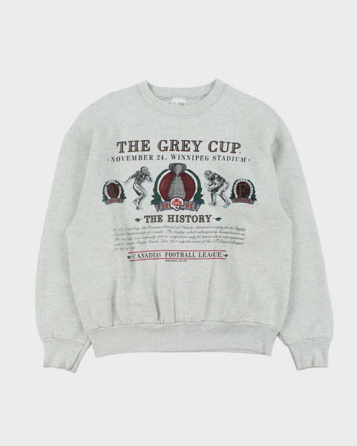 Vintage 1991 Grey Cup CFL Marl Grey Crewneck Sweatshirt - L