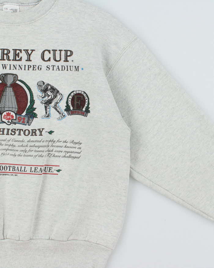Vintage 1991 Grey Cup CFL Marl Grey Crewneck Sweatshirt - L