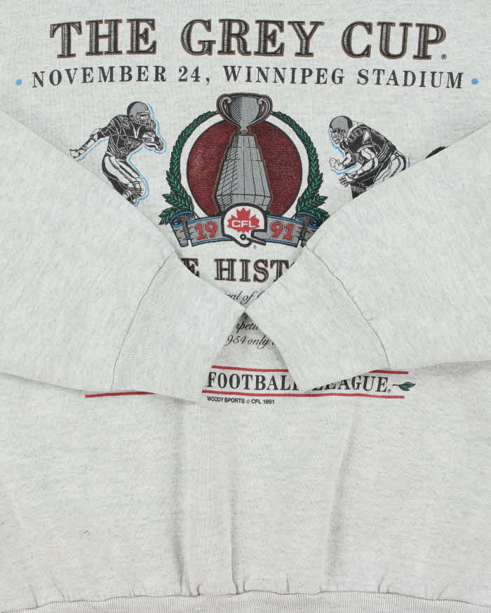 Vintage 1991 Grey Cup CFL Marl Grey Crewneck Sweatshirt - L