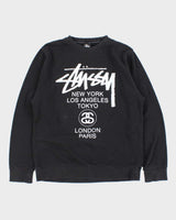 Vintage Stussy Made In US World Tour Big City Distressed Crewneck Sweatshirt - L