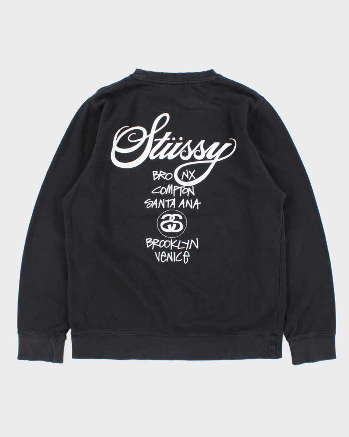 Vintage Stussy Made In US World Tour Big City Distressed Crewneck Sweatshirt - L
