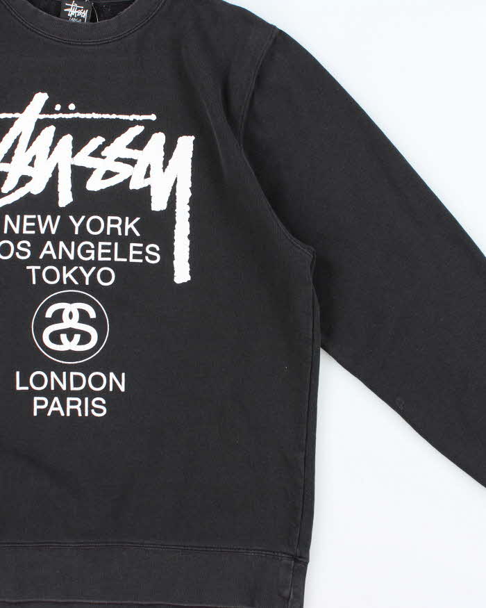Vintage Stussy Made In US World Tour Big City Distressed Crewneck Sweatshirt - L