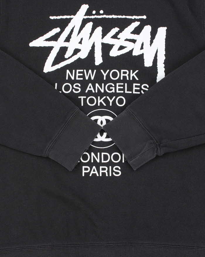 Vintage Stussy Made In US World Tour Big City Distressed Crewneck Sweatshirt - L
