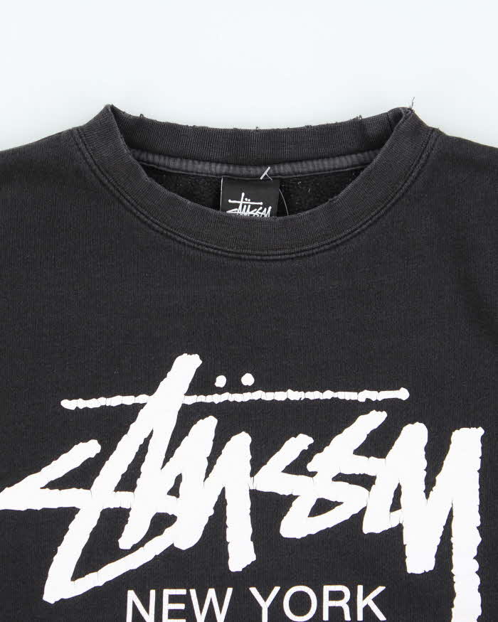 Vintage Stussy Made In US World Tour Big City Distressed Crewneck Sweatshirt - L