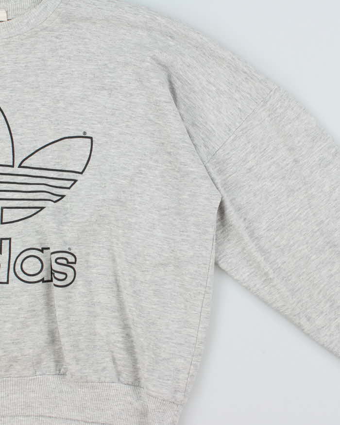 Vintage 1970s Adidas Originals Big Trefoil Marl Grey Boxy Crewneck Sweatshirt  - L
