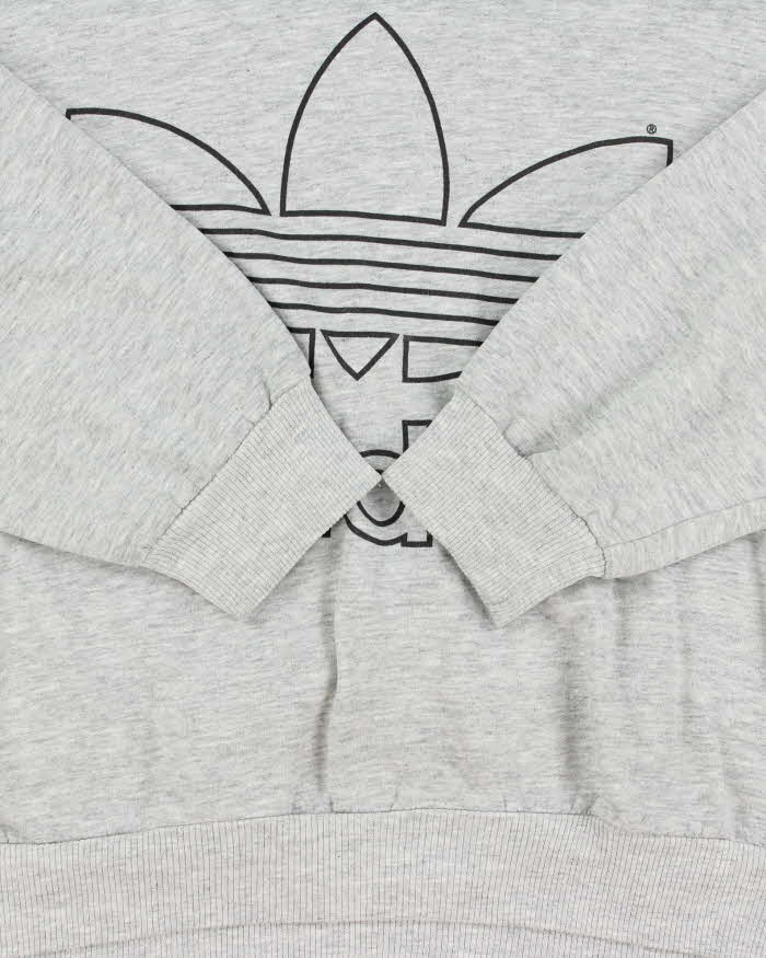 Vintage 1970s Adidas Originals Big Trefoil Marl Grey Boxy Crewneck Sweatshirt  - L