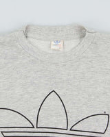 Vintage 1970s Adidas Originals Big Trefoil Marl Grey Boxy Crewneck Sweatshirt  - L