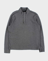 Vintage Hugo Boss Marl Grey Regular Fit Quarter-Zip Sweatshirt - XL