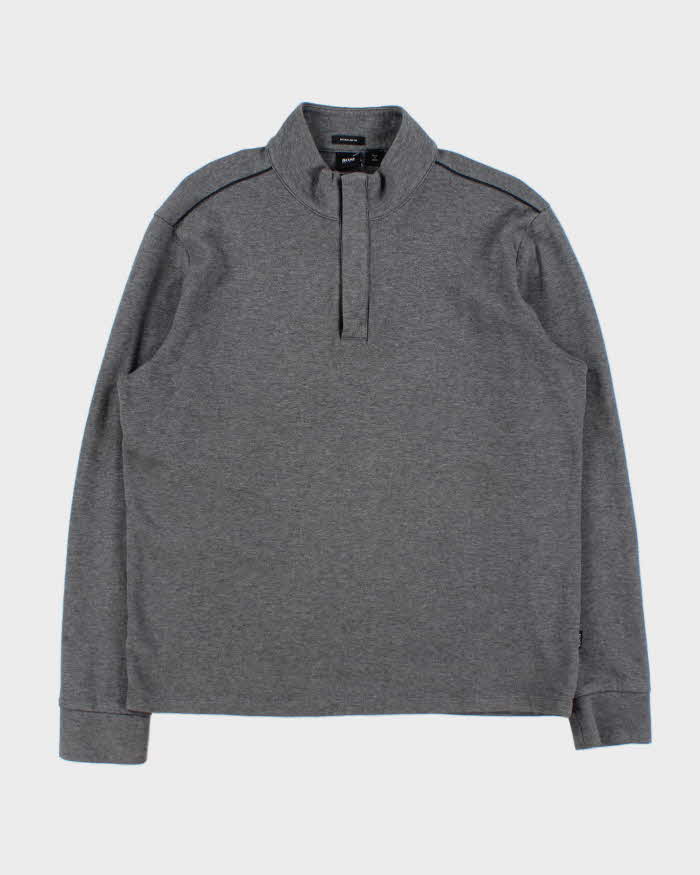Vintage Hugo Boss Marl Grey Regular Fit Quarter-Zip Sweatshirt - XL