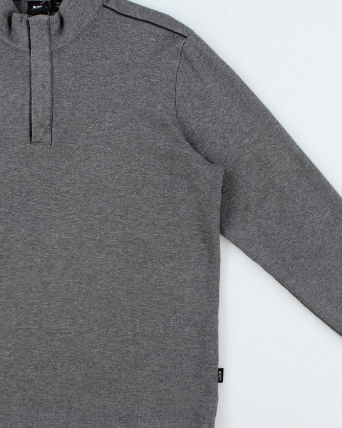 Vintage Hugo Boss Marl Grey Regular Fit Quarter-Zip Sweatshirt - XL