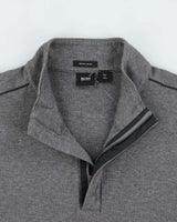 Vintage Hugo Boss Marl Grey Regular Fit Quarter-Zip Sweatshirt - XL
