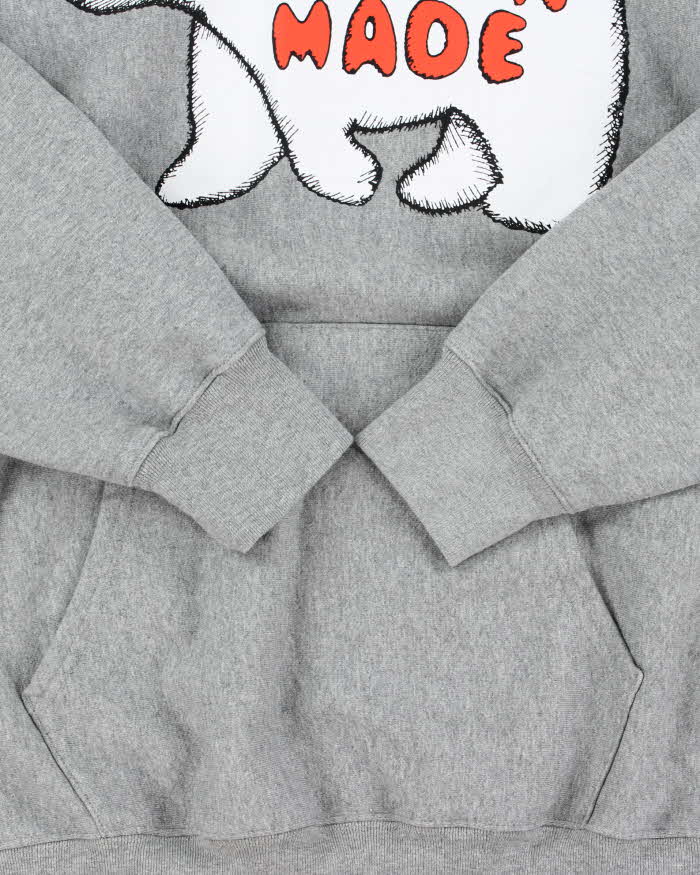 AW2021 Human Made x Kaws Made In Japan Heavyweight Marl Grey Pullover Hoodie - XL