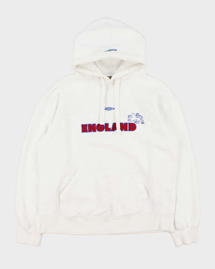 Vintage 2002 England Football Embroidered Heavyweight Pullover Hoodie - L