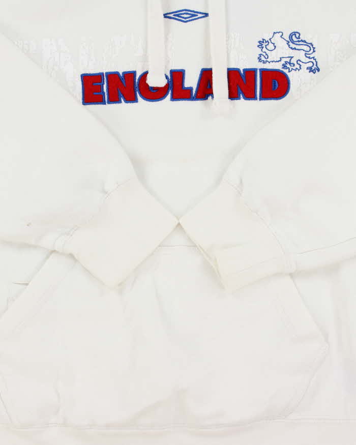 Vintage 2002 England Football Embroidered Heavyweight Pullover Hoodie - L