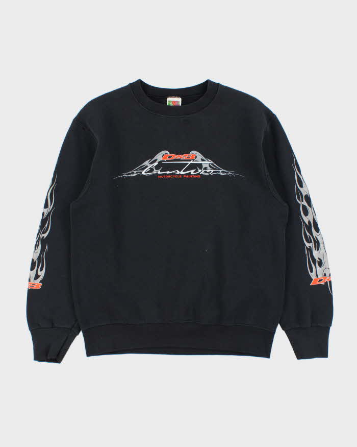 Vintage 1990s D&amp;B Custom Motorcycle Flame Crewneck Sweatshirt - M