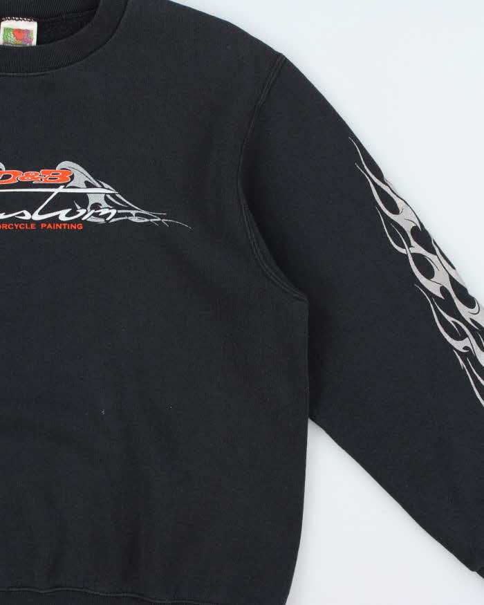 Vintage 1990s D&amp;B Custom Motorcycle Flame Crewneck Sweatshirt - M