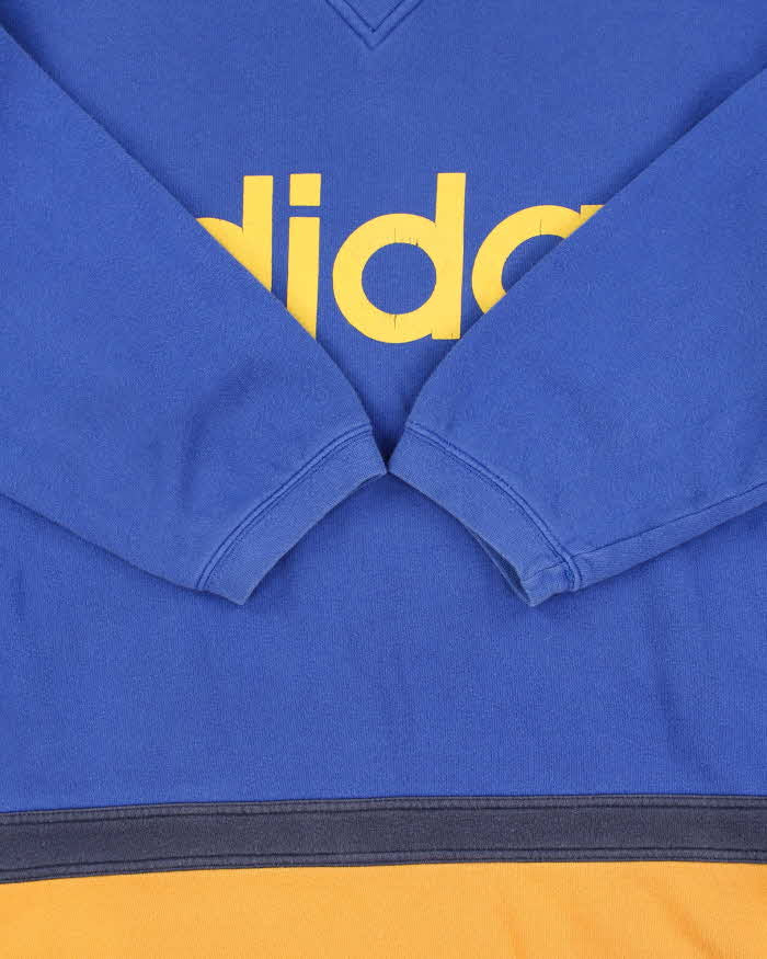 Vintage 1990s Adidas Originals Big Trefoil Spell Out V-Neck Sweatshirt - L