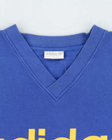 Vintage 1990s Adidas Originals Big Trefoil Spell Out V-Neck Sweatshirt - L