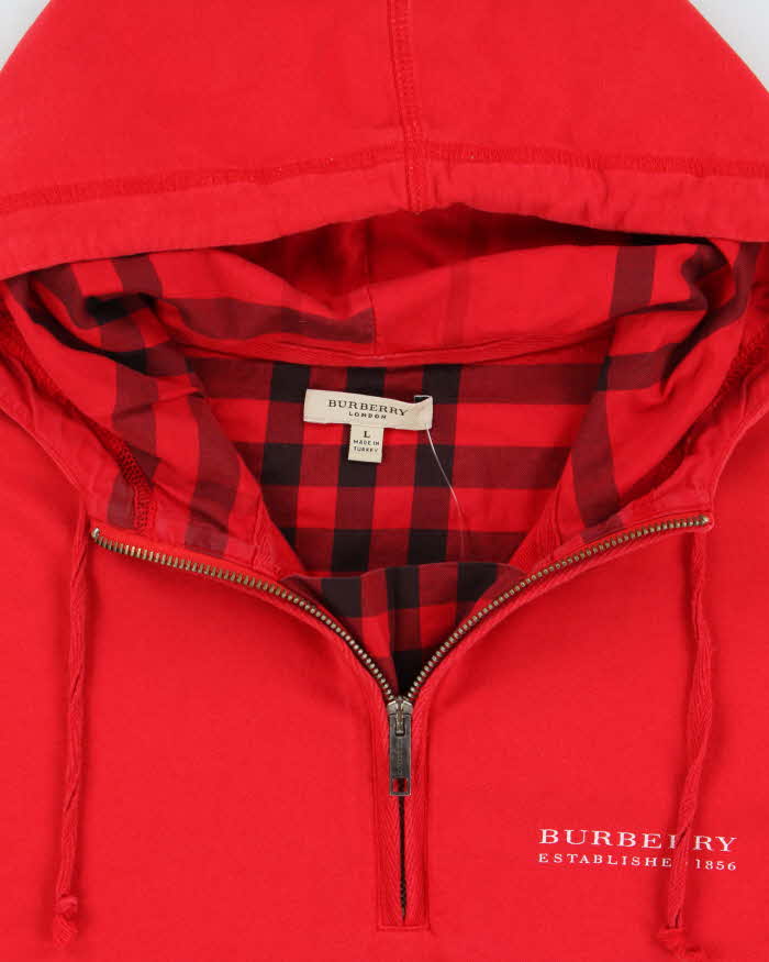 Vintage Y2K 00s Burberry Buffalo Plaid Quarter-Zip Pullover Hoodie - L