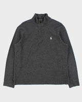 Vintage Polo Ralph Lauren Estate Rib Marl Grey Quarter-Zip Sweatshirt - M