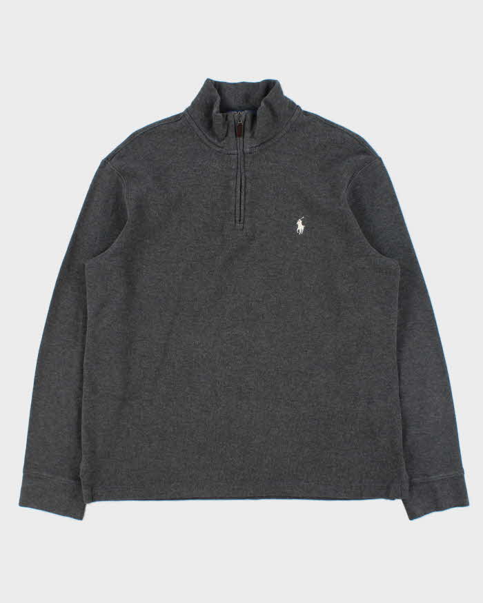 Vintage Polo Ralph Lauren Estate Rib Marl Grey Quarter-Zip Sweatshirt - M