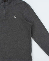 Vintage Polo Ralph Lauren Estate Rib Marl Grey Quarter-Zip Sweatshirt - M