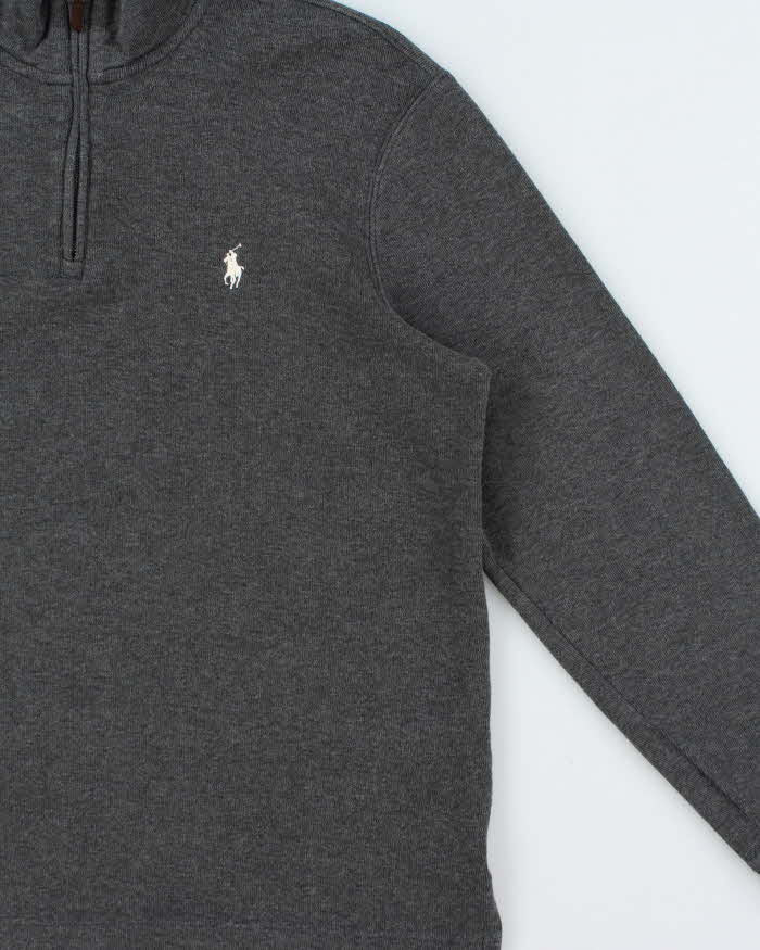 Vintage Polo Ralph Lauren Estate Rib Marl Grey Quarter-Zip Sweatshirt - M