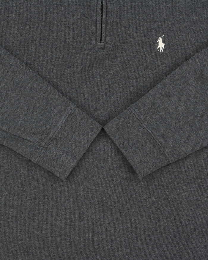 Vintage Polo Ralph Lauren Estate Rib Marl Grey Quarter-Zip Sweatshirt - M