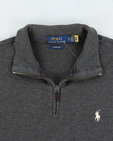 Vintage Polo Ralph Lauren Estate Rib Marl Grey Quarter-Zip Sweatshirt - M