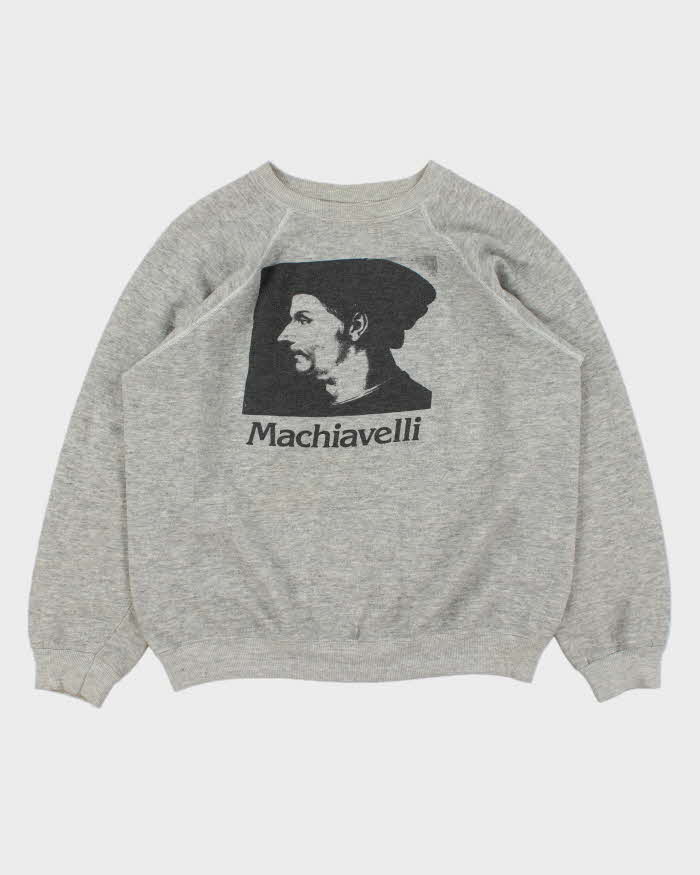 Vintage 1980s Machiavelli Hanes Made In USA Marl Grey Sweatshirt - L