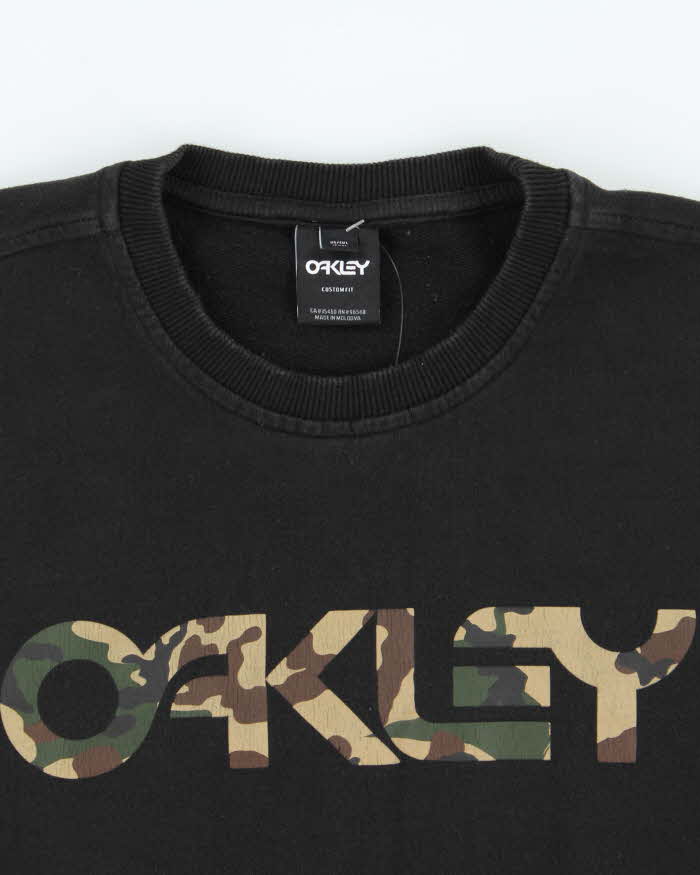 Vintage Oakley Camo Spell Out Crewneck Sweatshirt - L