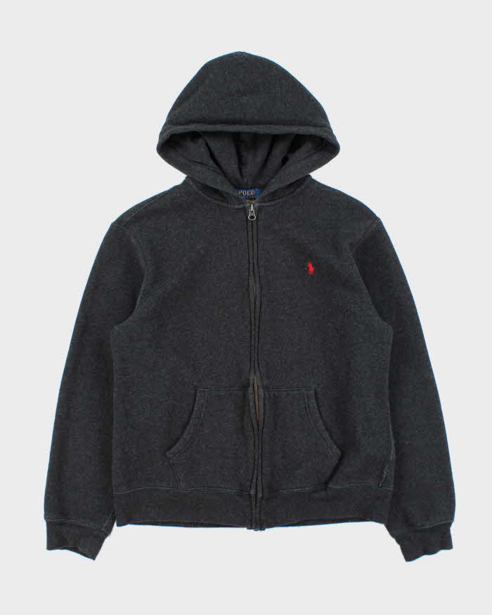 Vintage Polo Ralph Lauren Marl Grey Zip-Up Hoodie - XS