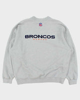 Vintage Y2K 00s Nike Team Denver Broncos Centre Swoosh Embroidered Marl Grey Crewneck Sweatshirt - L