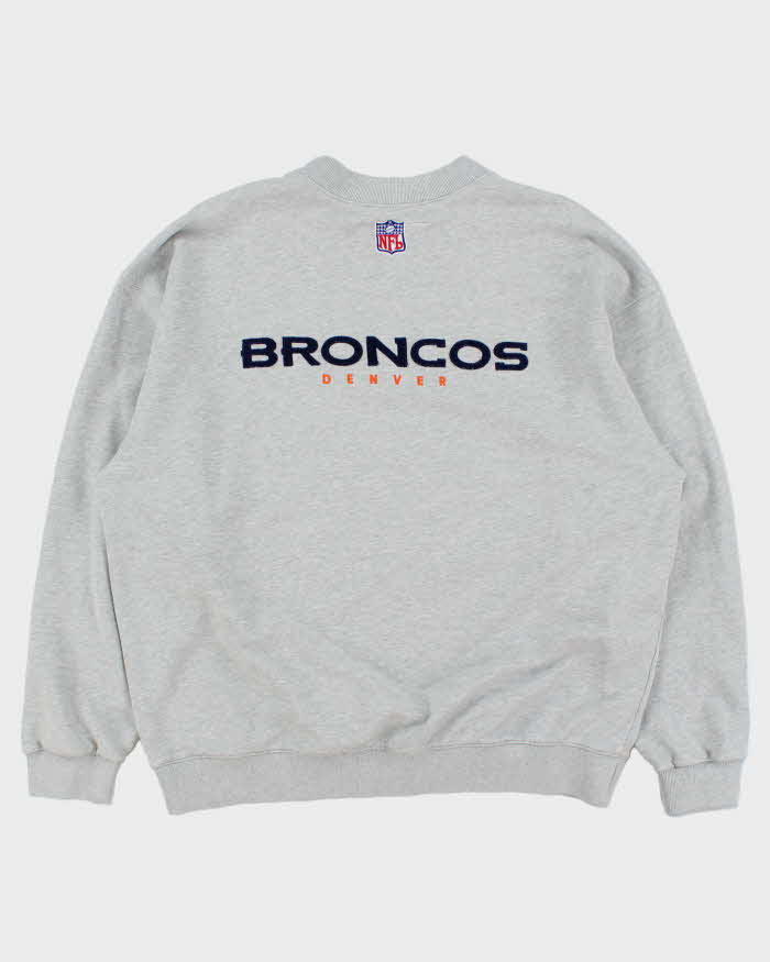 Vintage Y2K 00s Nike Team Denver Broncos Centre Swoosh Embroidered Marl Grey Crewneck Sweatshirt - L
