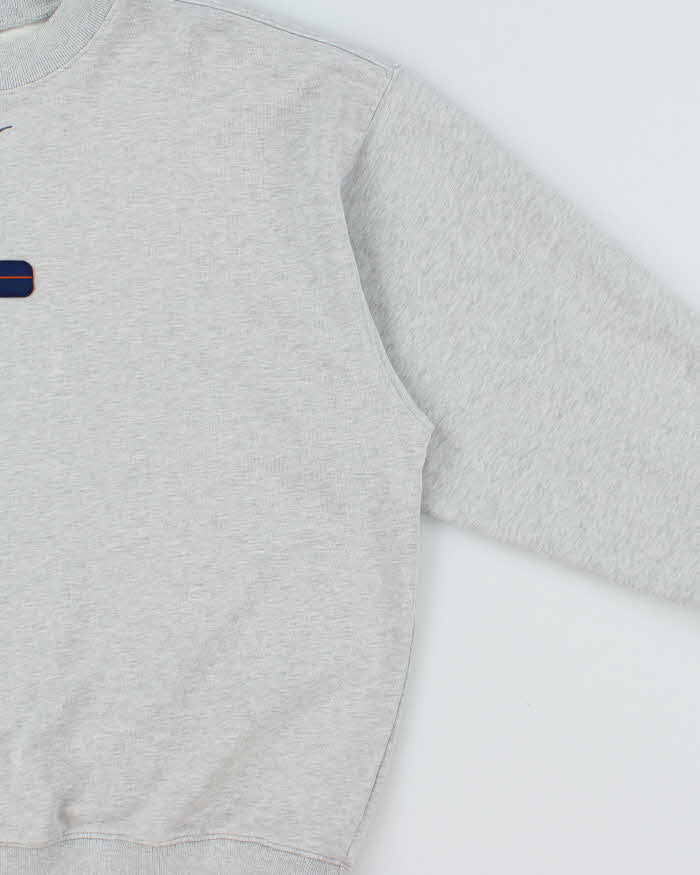 Vintage Y2K 00s Nike Team Denver Broncos Centre Swoosh Embroidered Marl Grey Crewneck Sweatshirt - L