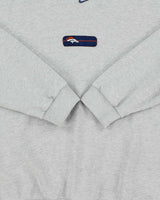 Vintage Y2K 00s Nike Team Denver Broncos Centre Swoosh Embroidered Marl Grey Crewneck Sweatshirt - L