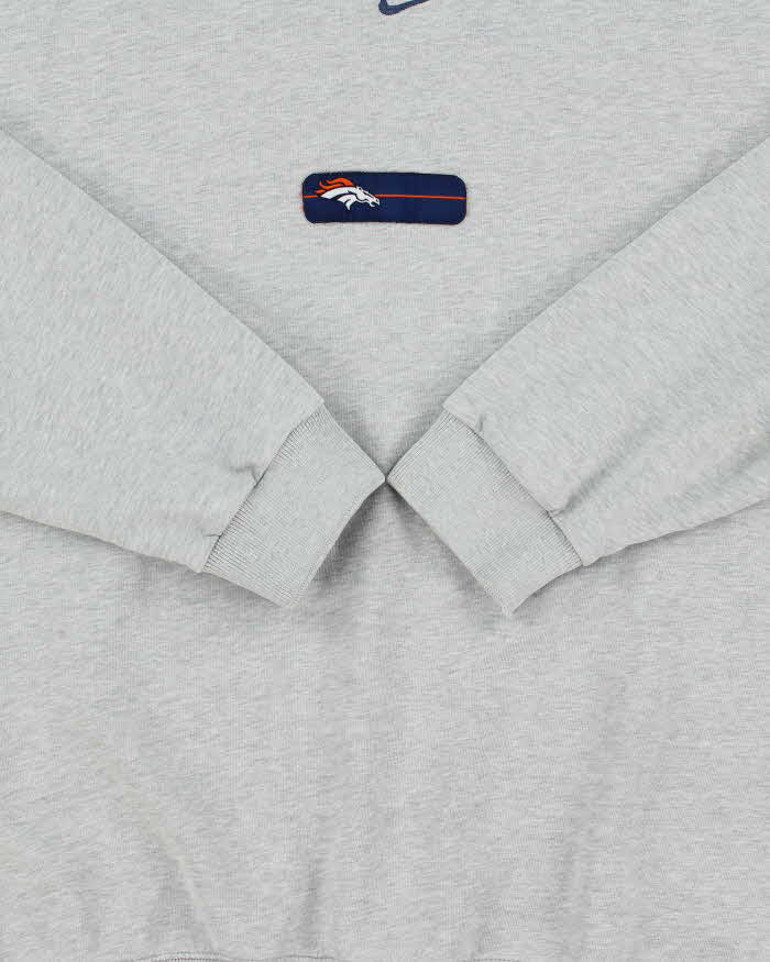 Vintage Y2K 00s Nike Team Denver Broncos Centre Swoosh Embroidered Marl Grey Crewneck Sweatshirt - L