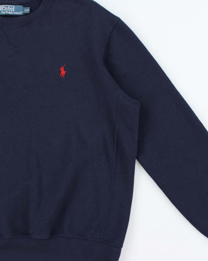 Vintage Y2K 00s Polo Ralph Lauren Navy Classic Crewneck Sweatshirt - L